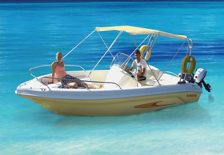 Crystal-clear waters around Crete visible during boat rental